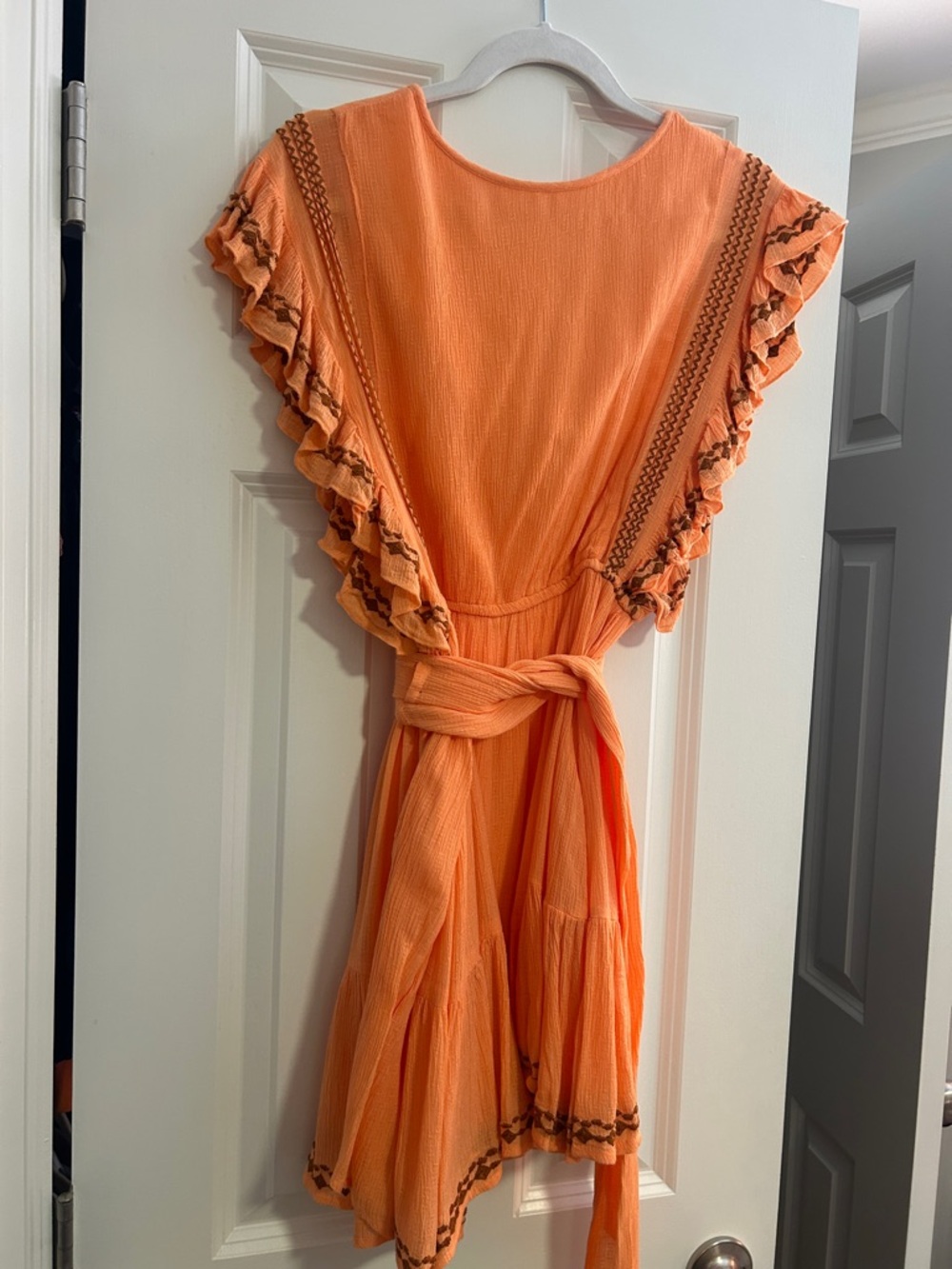 Free People Orange Ruffle Mini Dress